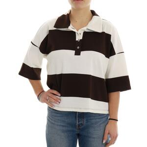 POLO A RIGHE MARRONE